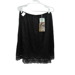 Vintage‎ Mel-Lin Half Slip Womens 2XL 22/24 Black Lace Trim Nylon Made USA 80s